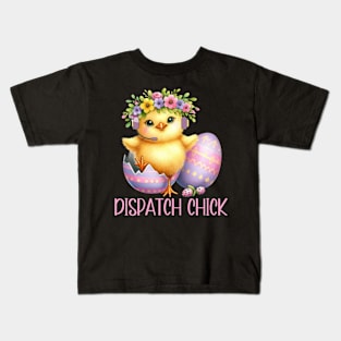 Dispatch Chick Funny Easter Dispatcher Thin Gold Line for 911 First Responders Kids T-Shirt